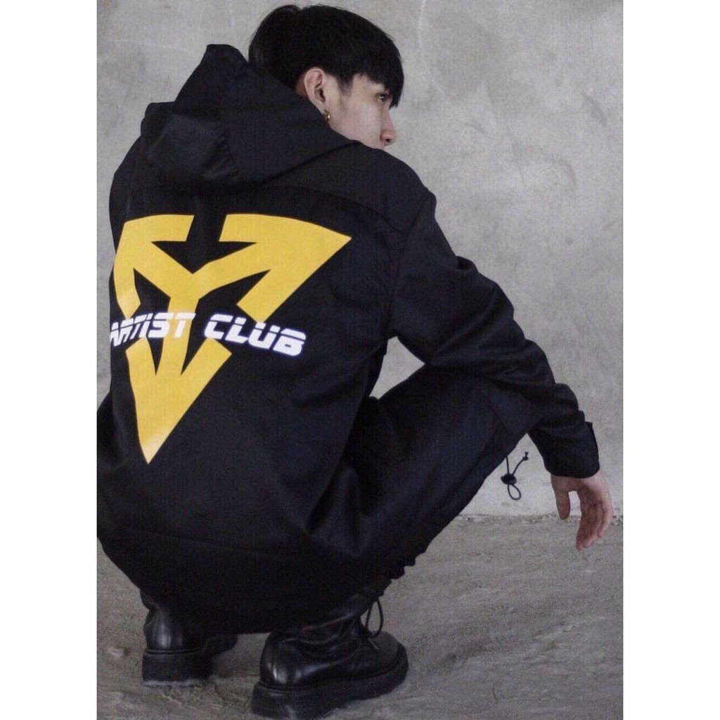 Áo khoác dù Unsex in hình ARTIST CLUB có mũ, jacket form rộng màu đen | BigBuy360 - bigbuy360.vn