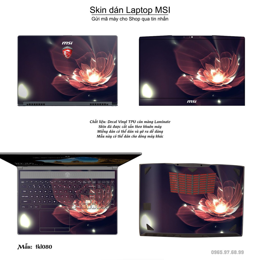 Skin dán Laptop MSI in hình thiết kế nhiều mẫu 7 (inbox mã máy cho Shop)