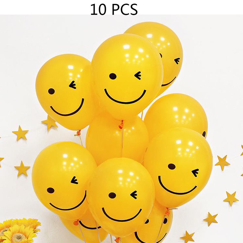 Set 10 Bong Bóng 12inch Hình Mặt Cười Màu Vàng Phong Cách Hàn Quốc Dùng Trang Trí Tiệc Sinh Nhật