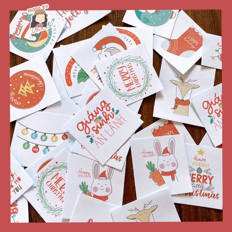 Set 35 Sticker GIÁNG SINH trang trí gói quà, dán niêm phong gói hàng - MADE BY AHN thiết kế