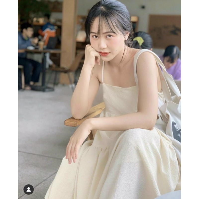 [Mã WAMT1505 giảm 10K đơn 0K] Đầm babydoll nữ 2 dây dáng dài xòe màu kem D22 | BigBuy360 - bigbuy360.vn
