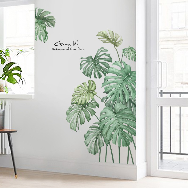 Decal dán tường lá xanh nhiệt đới