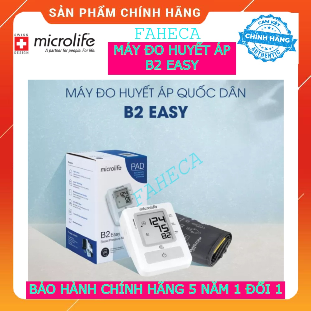 (HỎATỐC)Máy đo huyết áp Microlife B2 Easy đo bắp tay 1 nút nhấn - Công nghệ Thụy Sỹ - Bảo hành chính hãng 5 năm 1 đổi 1