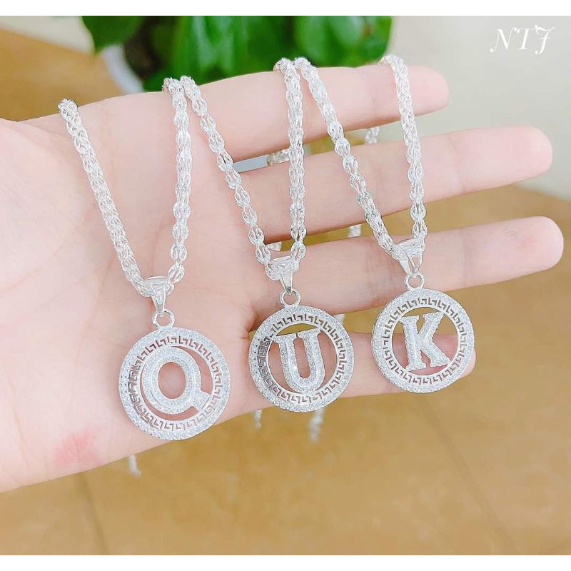 DÂY MẶT CHỮ CÁI NẠM ĐÁ BẠC CAO CẤP CÓ DÂY 50CM