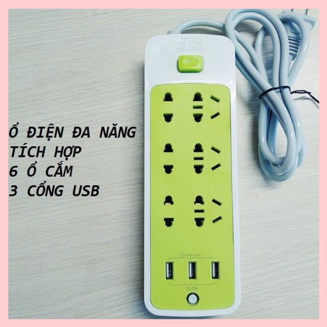 Ổ Điện Xanh Chống Giật Đa Năng - 3 Cổng USB