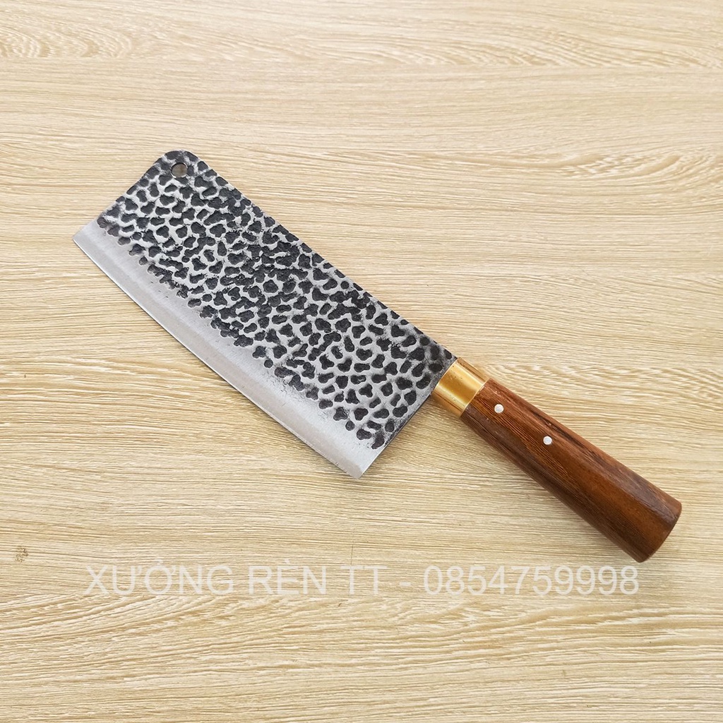 Bộ 4 Dao Nhà Bếp Rèn Từ Thép Nhíp Dập Vân 2 Mặt Cao Cấp - Cán Cẩm Chỉ Khâu Đồng