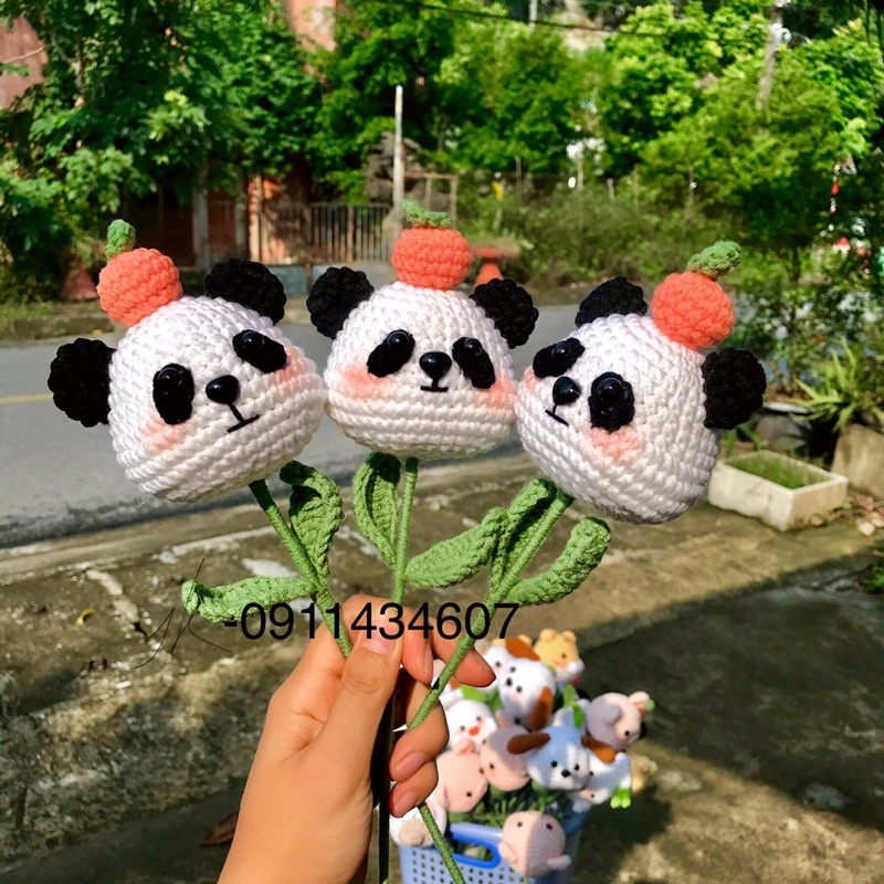 Bông hoa len thủ công dễ thương hàng có sẵn