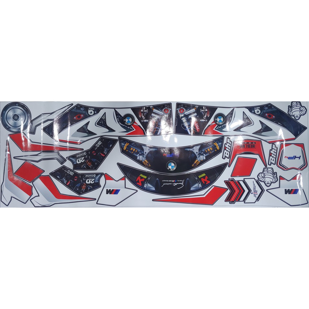 Tem BMW HP4 Đỏ Cho Mũ Fullface, Mũ Yohe 978, Mũ Roc01
