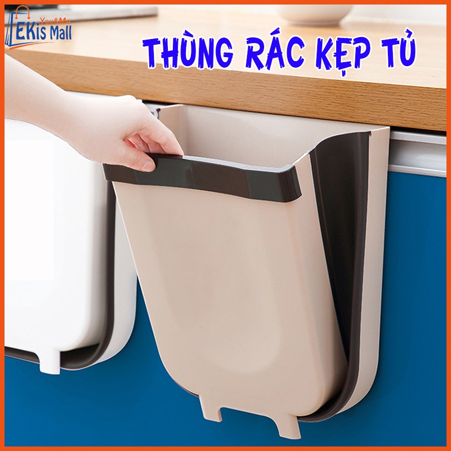 Thùng rác kẹp tủ gấp gọn chất liệu Cao cấp Thùng rác treo tủ thông minh nhà bếp tiện lợi