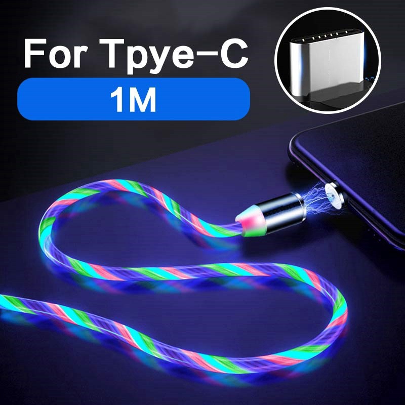 Cáp sạc nam châm dây nhiều màu 1m cổng ype C / Micro USB / IPhone Apple tùy chọn