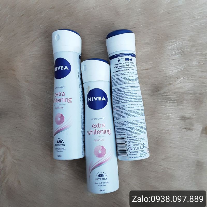 Xịt ngăn mùi NIVEA trắng mịn giúp mờ vết thâm 48h 150ml