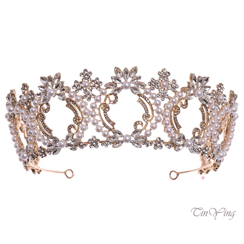 GETNOIVAS Vương Miện Đính Đá Sang Trọng Cổ Điển Cho Cô Dâu