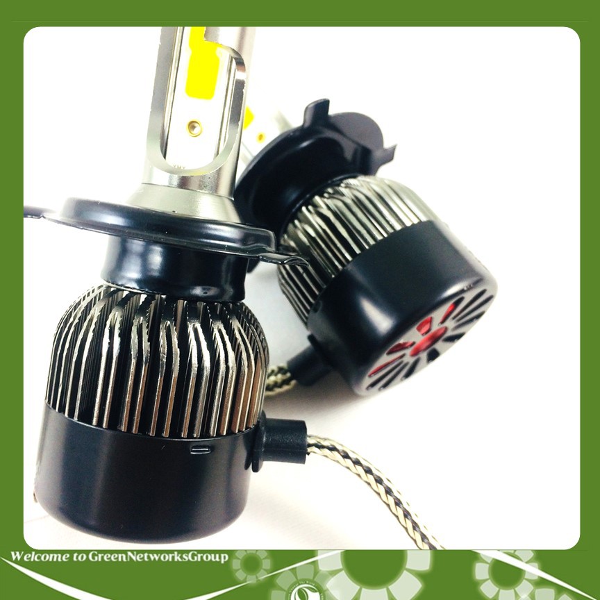 Bộ đèn led C6 chân H4 2 tim dành cho xe Ô tô GreennNetworks ( đỏ đen)