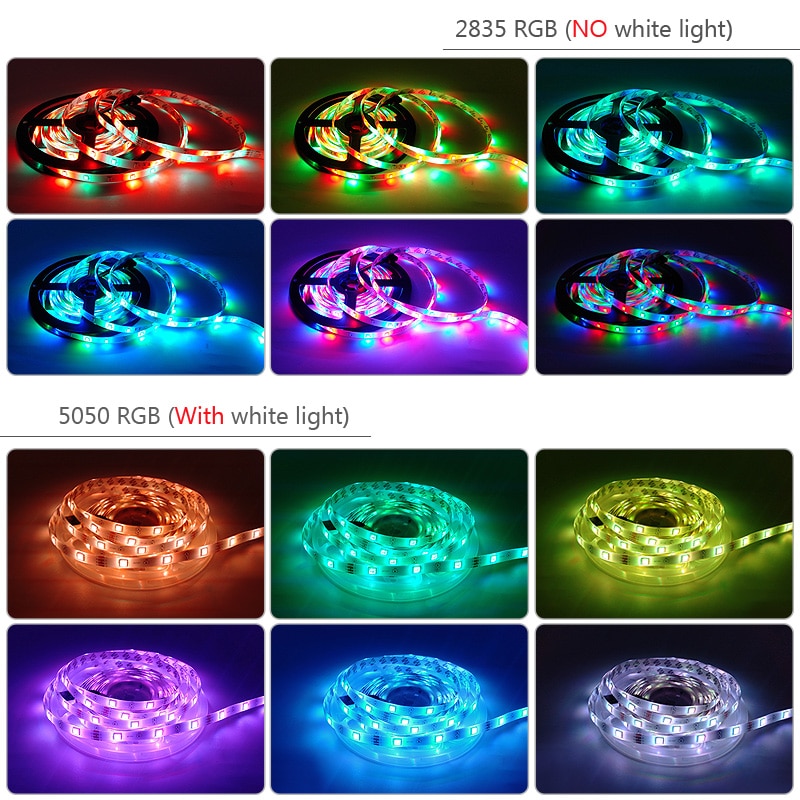 GBKOF30M SMD 5050 RGB Led Strip DC 12V Bộ chuyển đổi nguồn Dải băng linh hoạt Làm sáng dải đèn Led với Bluetooth 24Key + Điều khiển ứng dụng điện thoại để trang trí năm mới