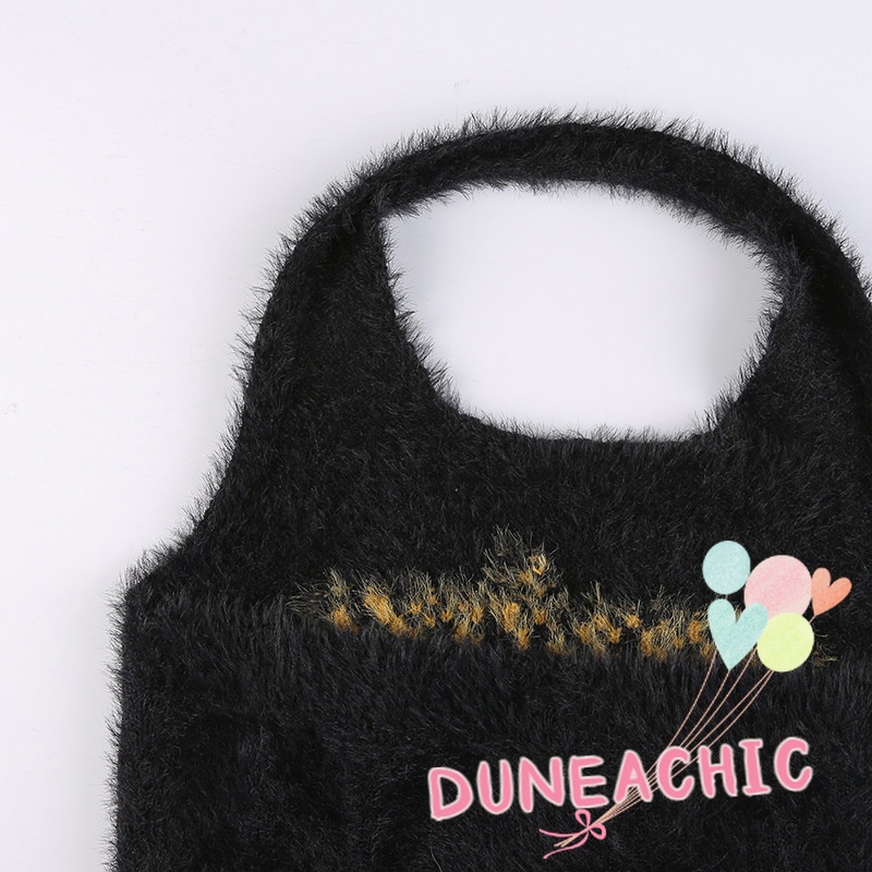 DUNEA Áo Tank Top Dệt Kim In Chữ Kiểu Vintage Cá Tính Cho Nữ