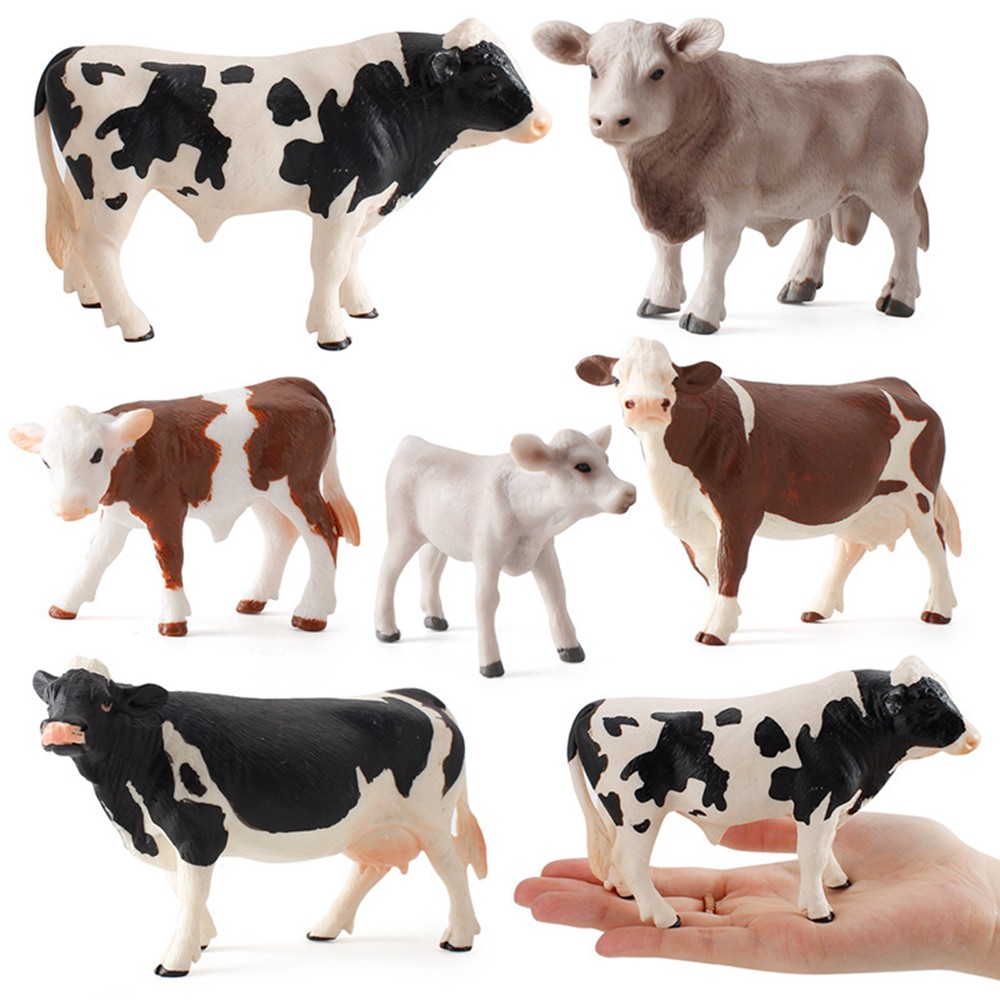 LETTER🌟 1/6pcs Gifts Simulated Animal Figurines Children Kids Baby Miniatures Cows Cow Action Figure Zoo Farm Animals Fun Toys Model Educational Toy Multistyles Plastic Models