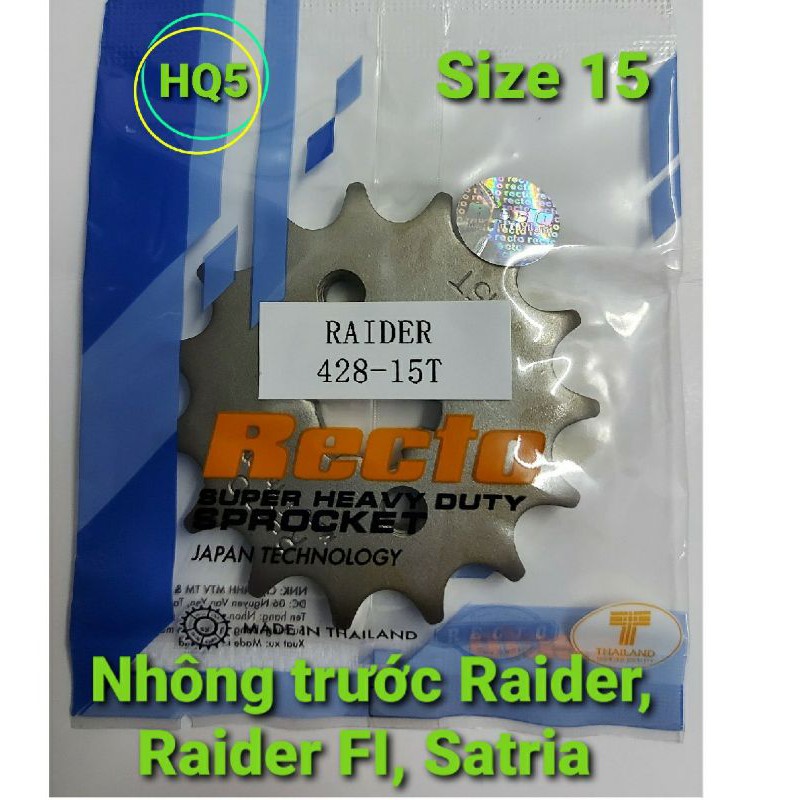 Nhông trước Raider FI/Satria/Raider/GSX Recto, size 15.