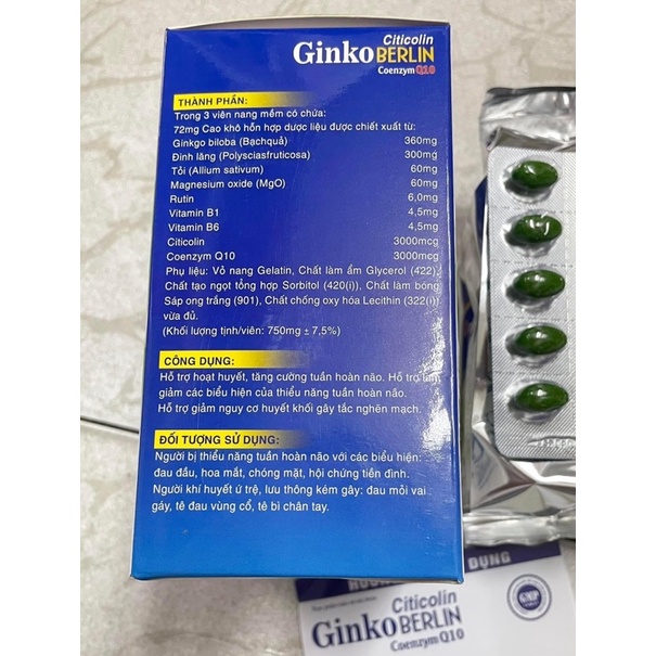 GINKGO BERLIN CÓ THÀNH PHẦN CITICOLIN HỖ TRỢ TRÍ NÃO