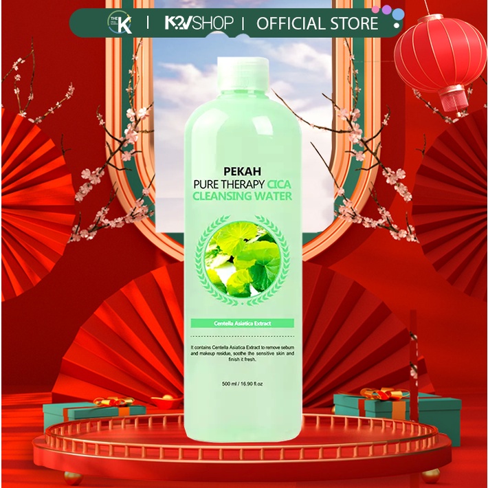 Nước Tẩy Trang Rau Má Giảm Mụn Giảm Thâm PEKAH PURE THERAPY CICA CLEANSING WATER 500ml