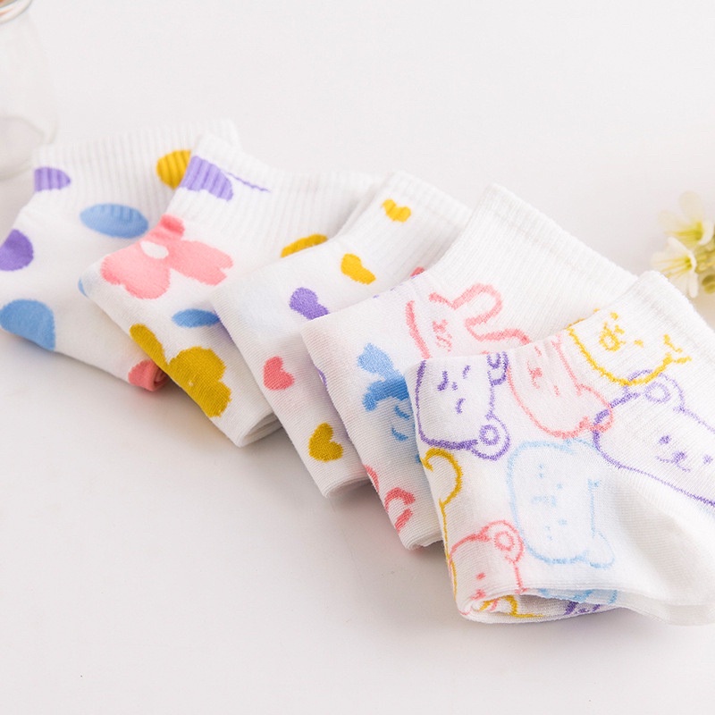 tất ngắn vớ nữ họa tiết nhiều màu sắc cầu vồng