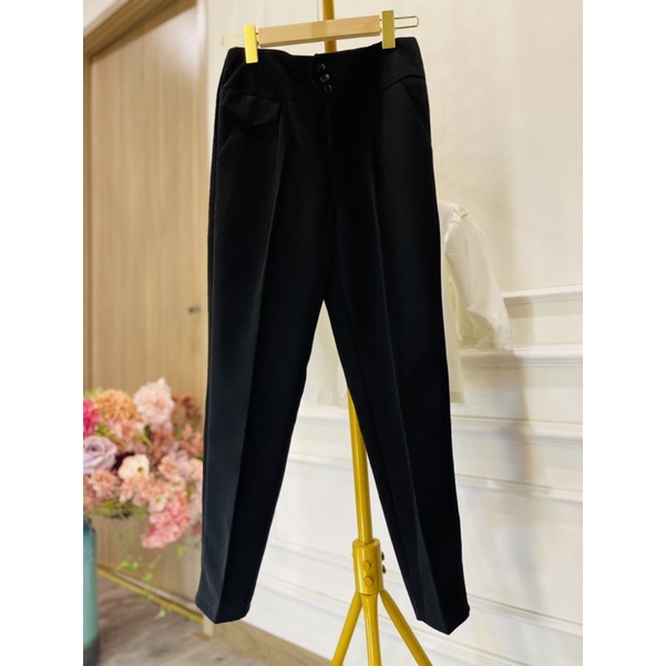 Quần vải baggy 3 cúc lệch không bai xù, dễ phối đồ - GEM Fashion