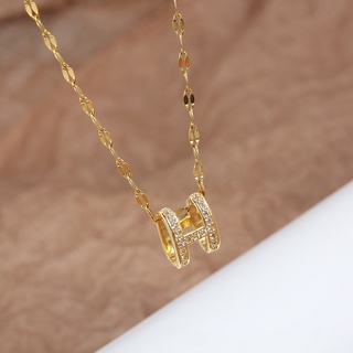 Dây chuyền thép titan 18k mặt hình chữ H thời trang dành cho nữ