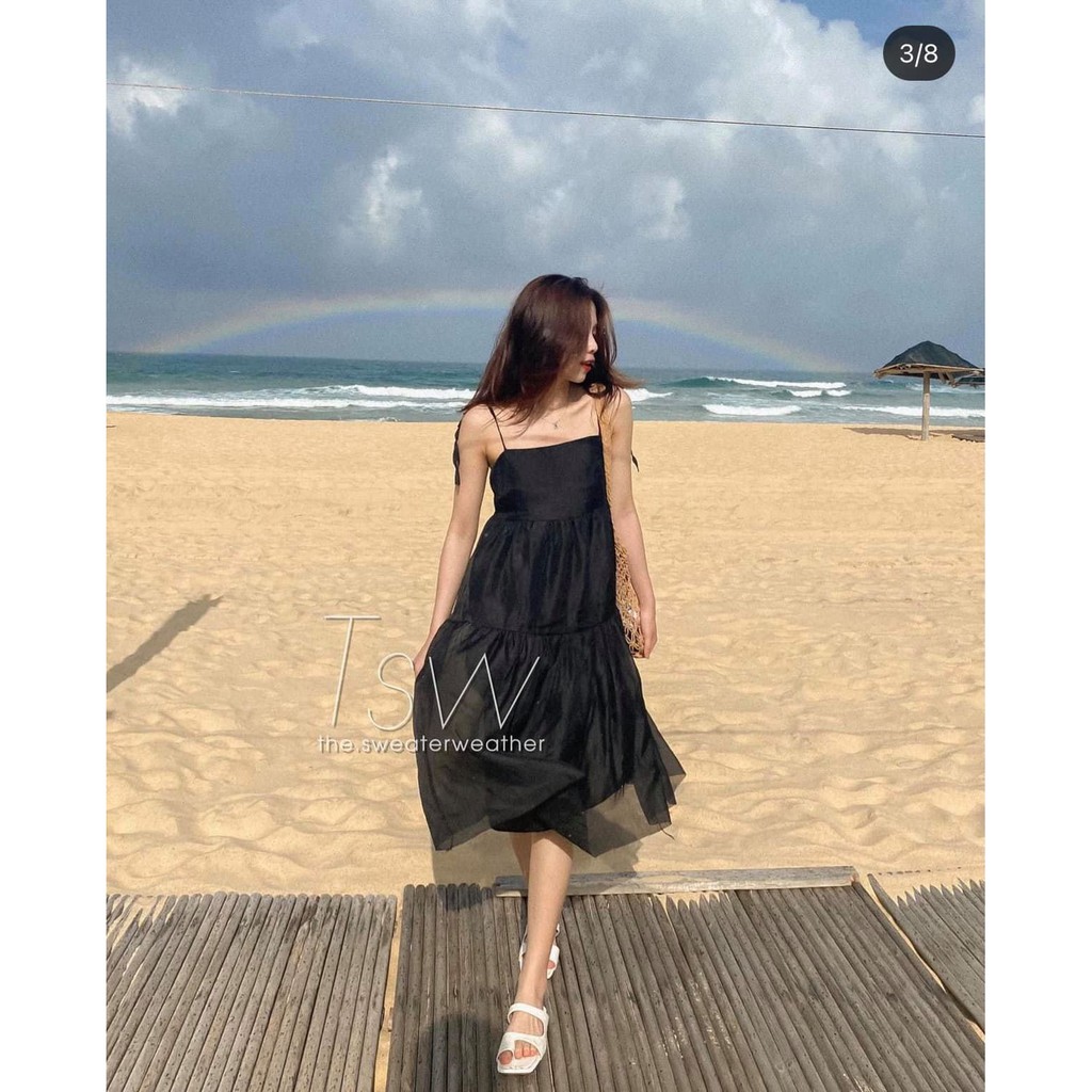 Váy babydoll khoét vai ngọt ngào Hàn Quốc