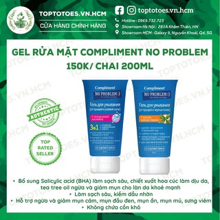Gel rửa mặt Compliment No Problem giảm viêm, mụn