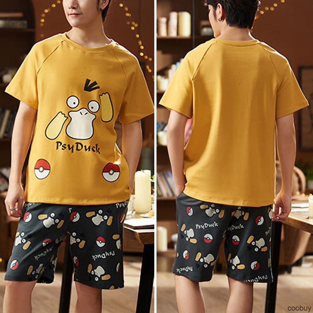 Bộ Đồ Ngủ Pijama Nam Áo Thun Và Quần Ngắn Họa Tiết Thời Trang Thời Trang Cho