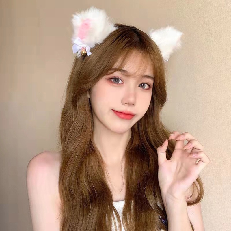 Băng Đô Tai Mèo Nhồi Bông Phong Cách Hoạt Hình Dễ Thương Dành Cho Nữ