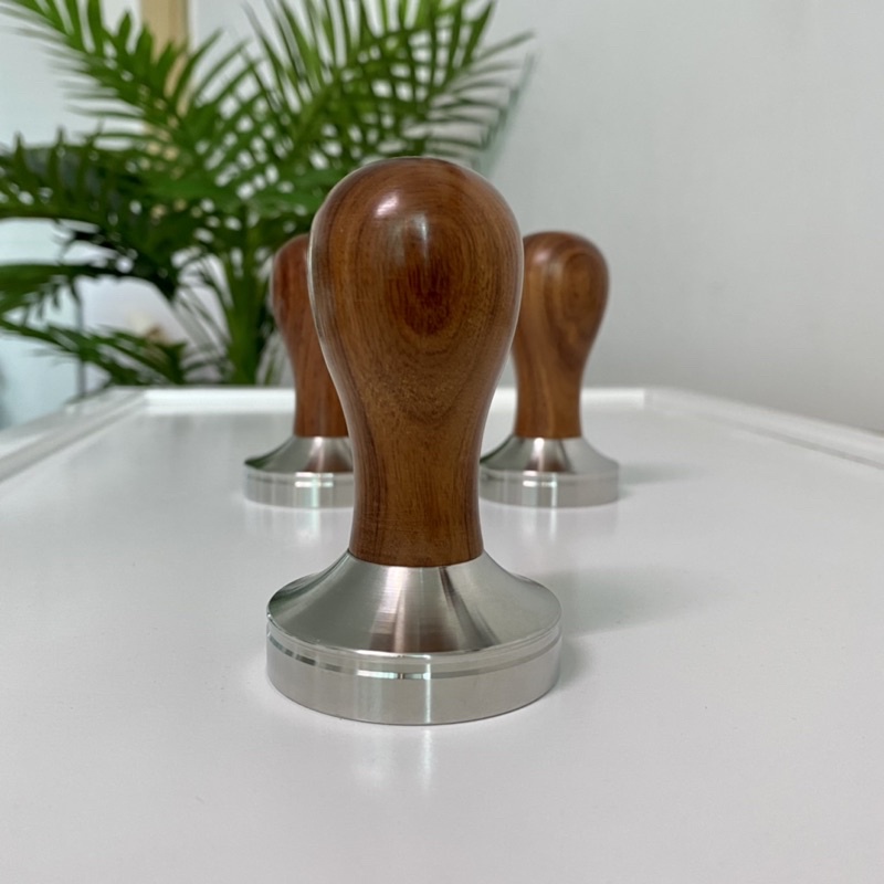 Tamper nén cà phê Inox 304 cán gỗ size 51/53/58