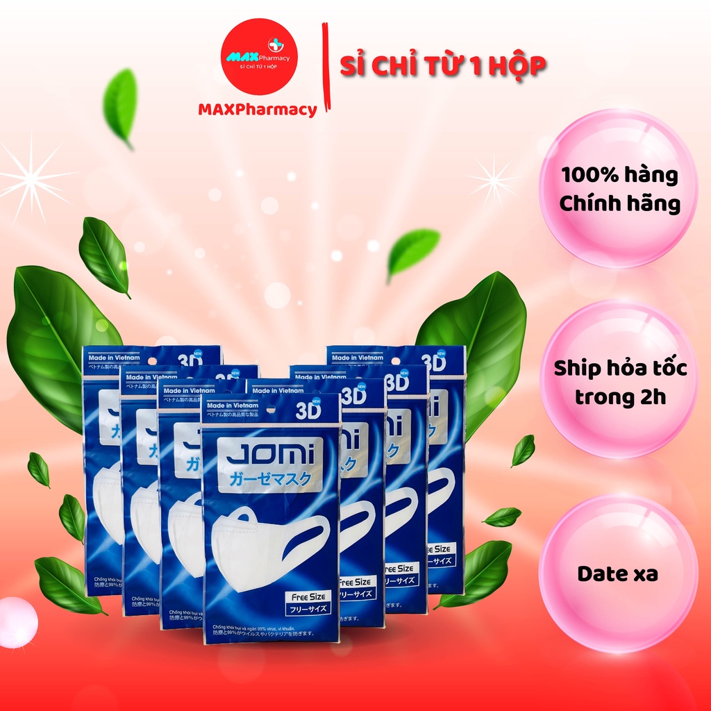 COMBO 10 TÚI Khẩu Trang Jomi 3D mask Ngăn Khói Bụi & Vi Khuẩn (túi 5 Cái) - MAXpharmacy