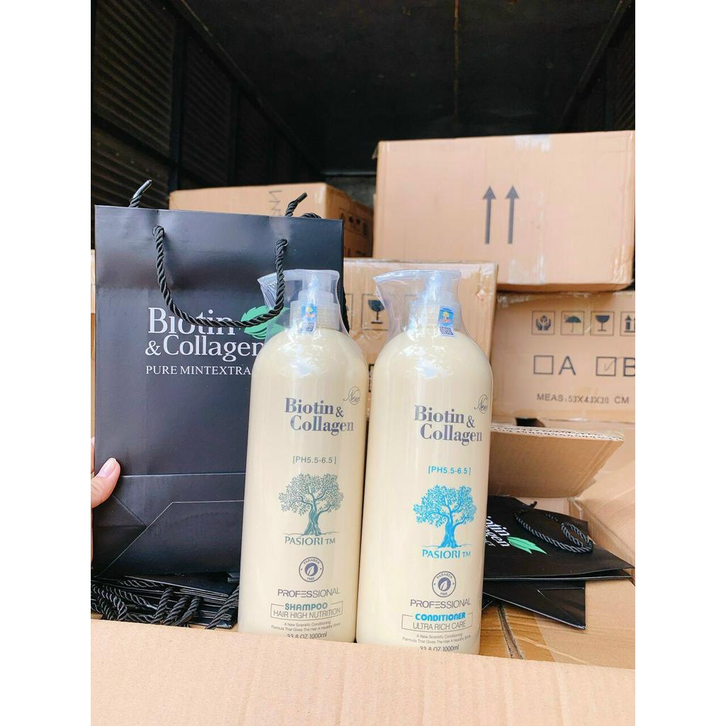 Cặp dầu gội xả Biotin & Collagen trắng phục hồi kích thích mọc tóc của Ý + Tặng ủ tóc Kaiseell