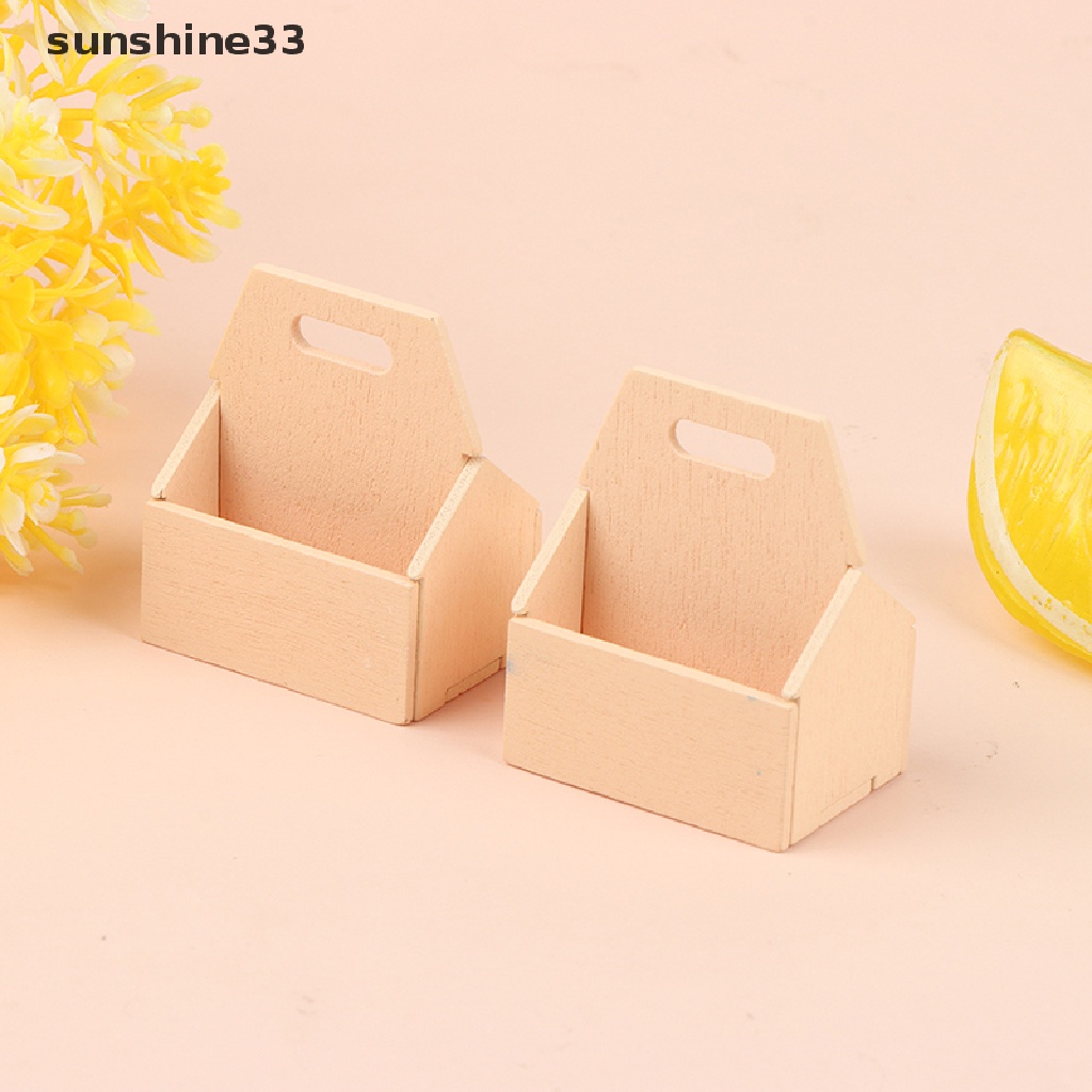 Giỏ đựng trái cây/ thức ăn bằng gỗ tỉ lệ 1 / 12 trang trí nhà búp bê