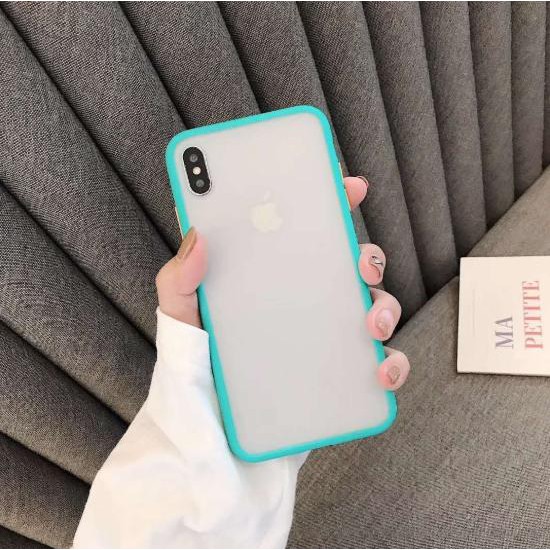 Ốp lưng Iphone x-xs / xs max / 11  / 11 pro / 11 prm 14 pro max cao su non trong nhám viền màu chống vân tay p1