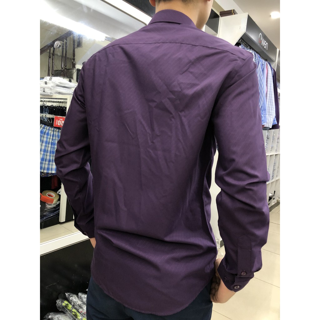 ÁO SƠ MI NAM DÀI TAY TÍM KẺ HỌA TIẾT As80418 CHẤT SỢI TRE CHỐNG NHĂN MỊN MÁT