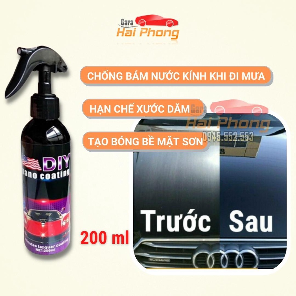 Chai xịt phủ nano chống nước kính, phủ bóng sơn xe ô tô - Chống nước bề mặt kính cận, kính mũ - DIY Nano Coat