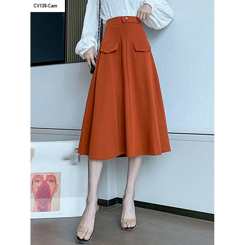 CV138- Chân Váy xòe phối túi kiểu