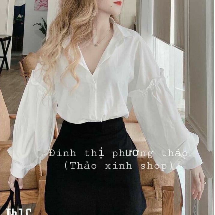 Áo sơ mi tay phồng phôm rộng PC đơn giản dễ thương | BigBuy360 - bigbuy360.vn