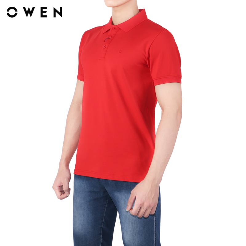 Áo polo Owen Cotton bodyfit màu đỏ - APV210009
