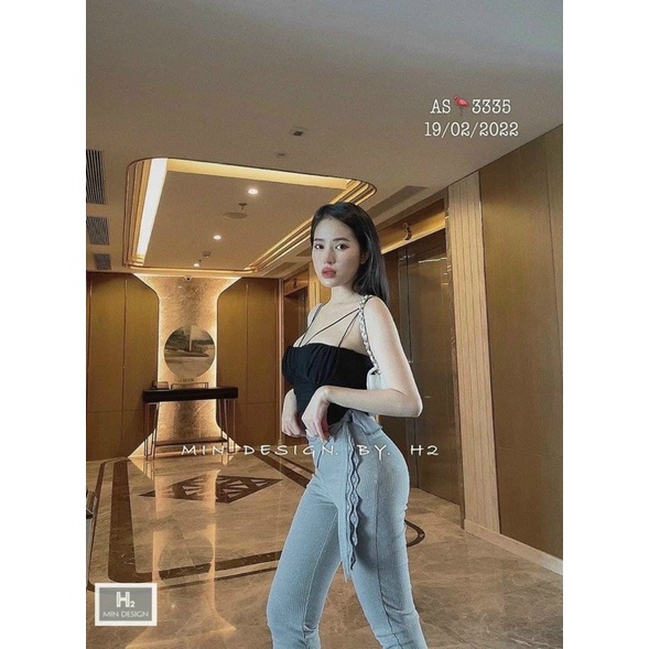 CÓ MÚT NGỰC Áo 2 dây bún nhún croptop có mút ngực