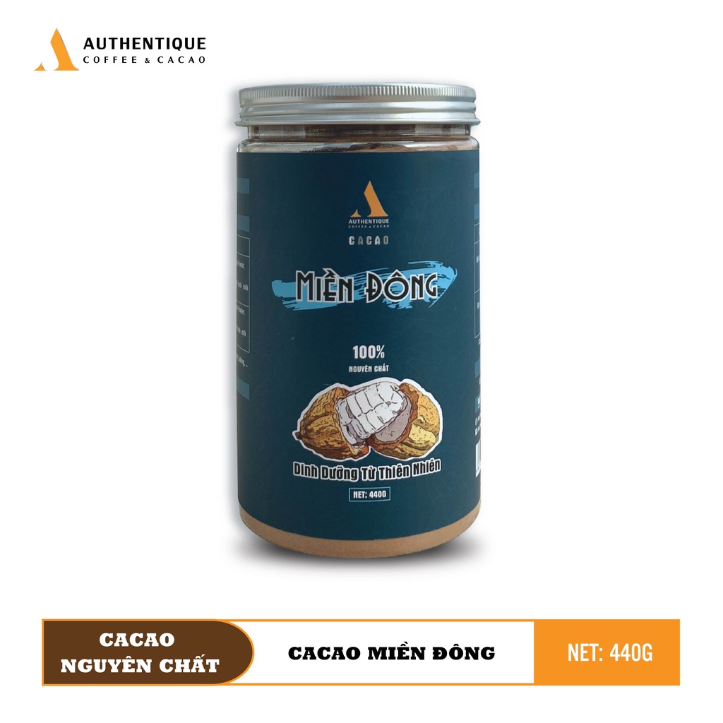 Cacao Nguyên chất Không đường Miền Đông - Hũ 440gr - Hỗ trợ giảm cân | Authentique Cacao