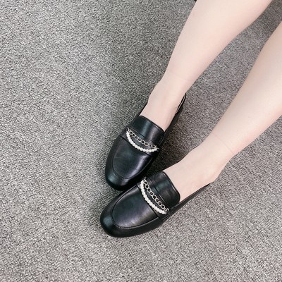 Giày lười nữ Dusto da mềm, viền hạt sang trọng, đế cao 2.5cm