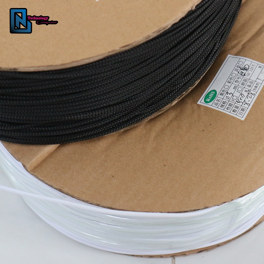 Lưới Bọc Dây PSU Sợi PET 5 Mét 3MM Loại Dày Ít Co Giãn Dùng Trang Trí Bảo Vệ Handmade