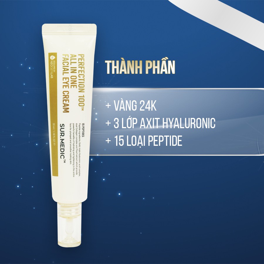 Kem Giảm Thâm Mắt Mờ Nếp Nhăn SURMEDIC Perfection 100tm All In One Facial Eye Cream 35ml Sur Medic / Sur.Medic