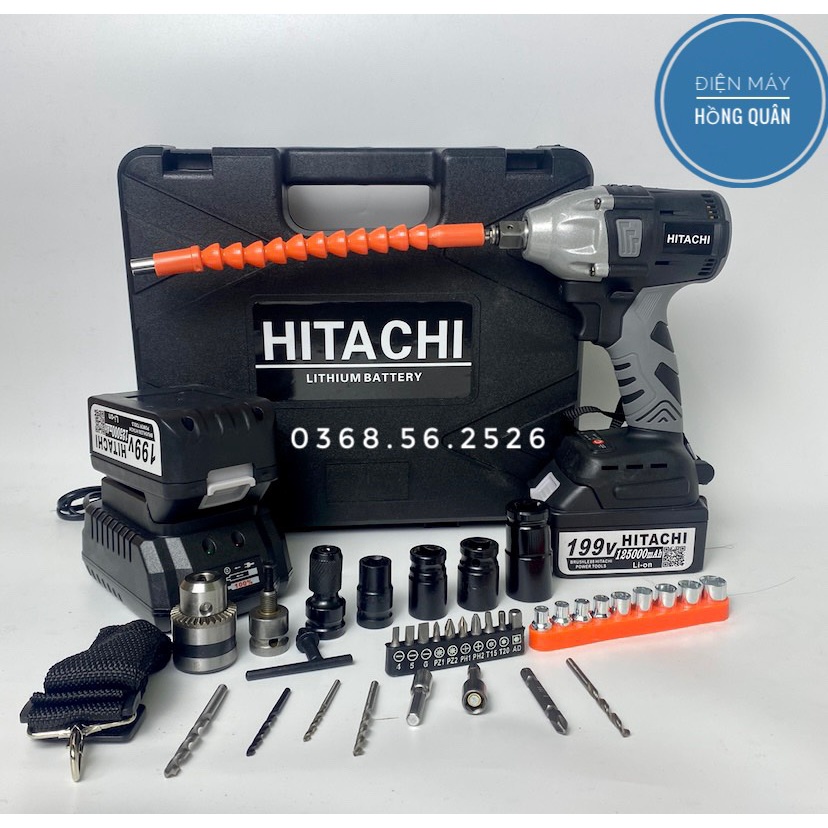 ▨máy siết bu lông hitachi ⚡TẶNG BỘ PHỤ KIỆN ⚡máy pin đa năng:khoan pin,bắn vít,siết ốc KHÔNG CHỔI THAN