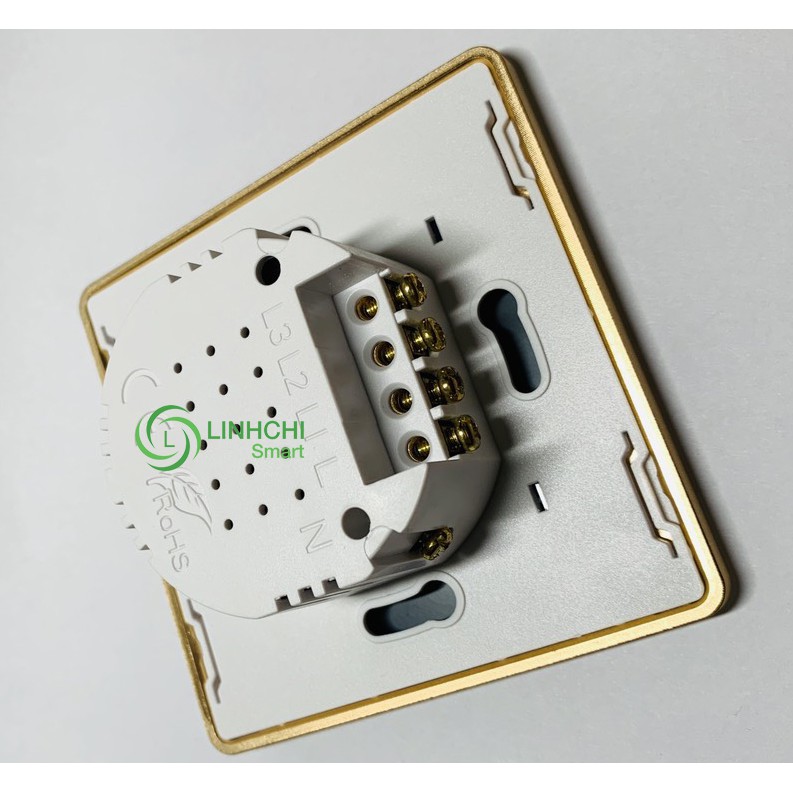 Công Tắc Cảm Ứng Điều Khiển Từ Xa TUYA ZIGBEE 1 2 3 4 Nút Ấn Viền Vàng Mặt Kính Cảm Ứng