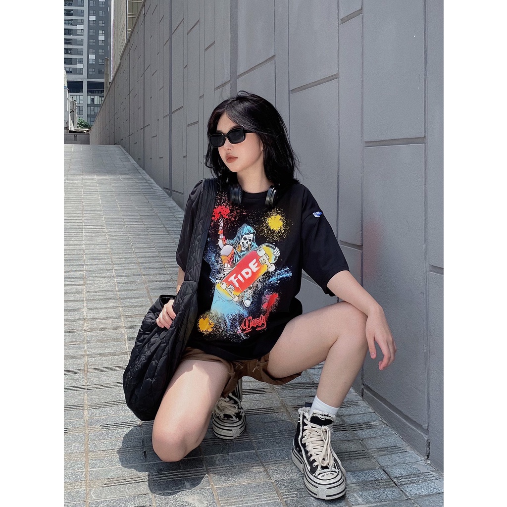 Áo thun FIDE phông trơn nam nữ cổ tròn DEATH SKATE
