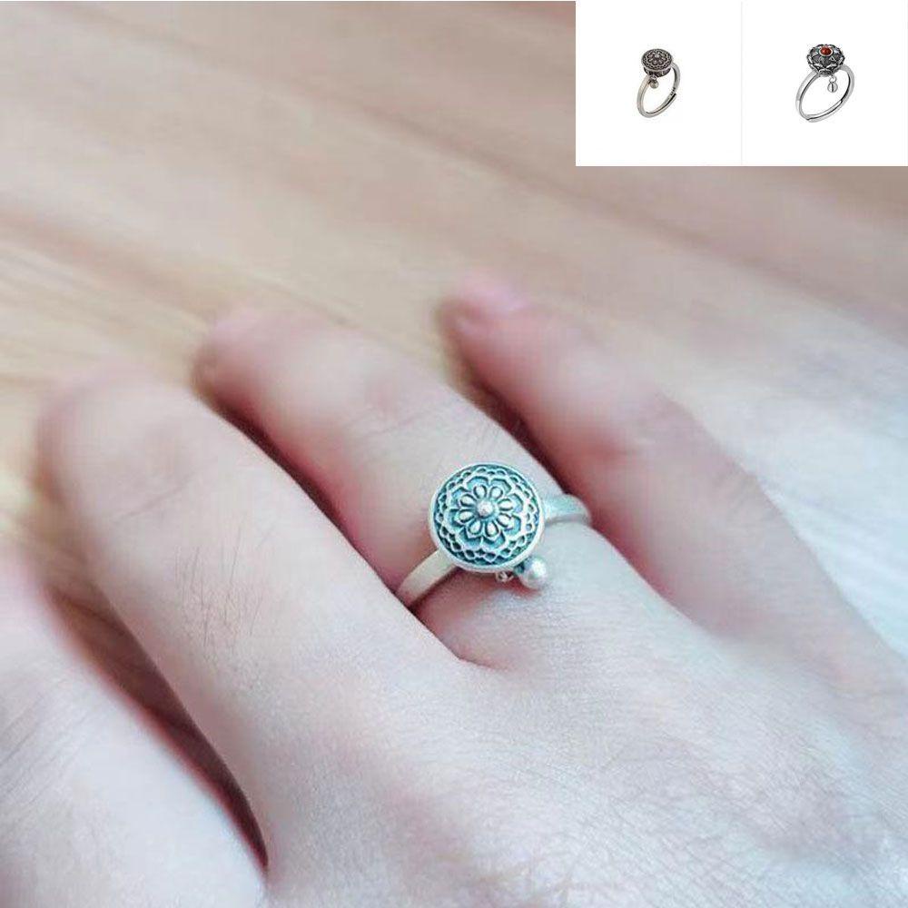 Nhẫn Hở Có Thể Điều Chỉnh Kích Cỡ Dành Cho Nữ|Hoa Sen Phong Cách Retro