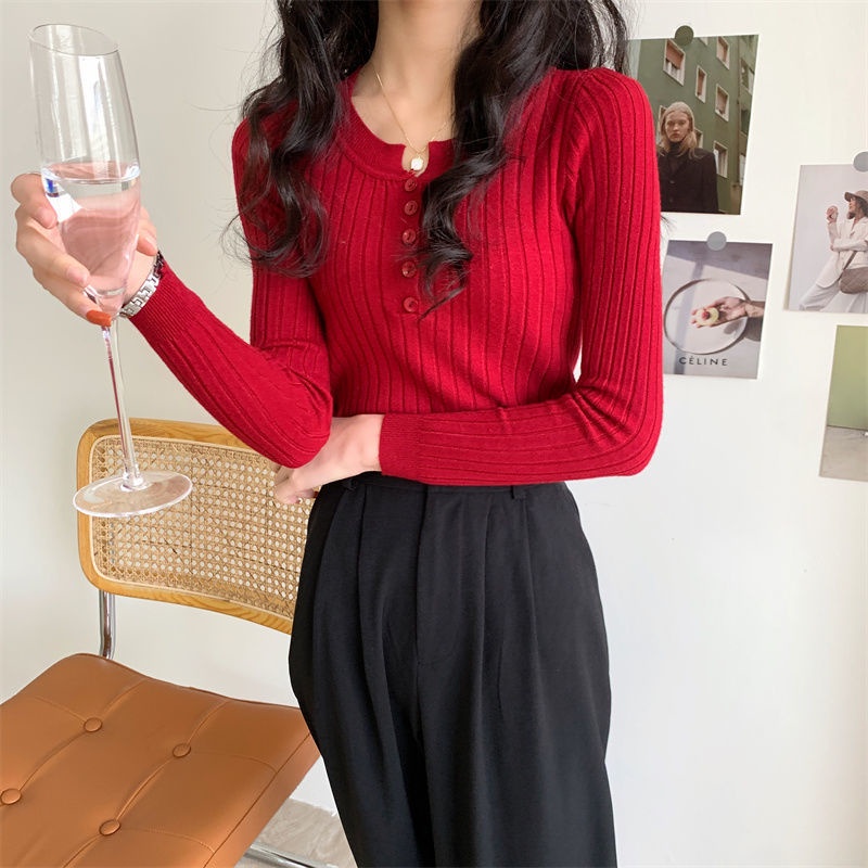 Áo len dài tay phong cách Hàn Quốc thanh lịch dành cho nữ